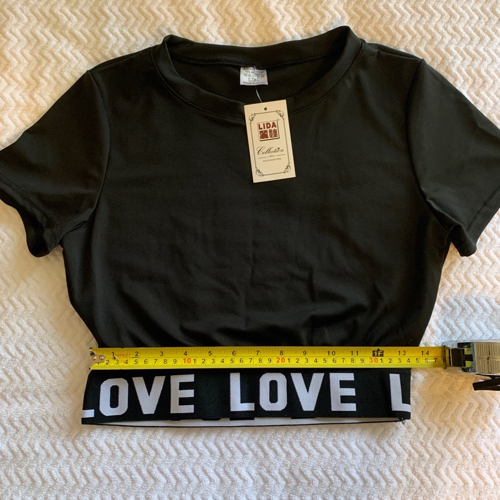 Black Crop Top with “Love Lettering” by Lida - Picture 6 of 10